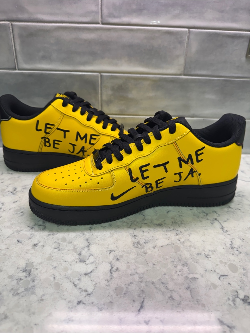 Nike Air Force One Men’s Low-Top Sneakers in Yellow and Black - LET ME BE JA